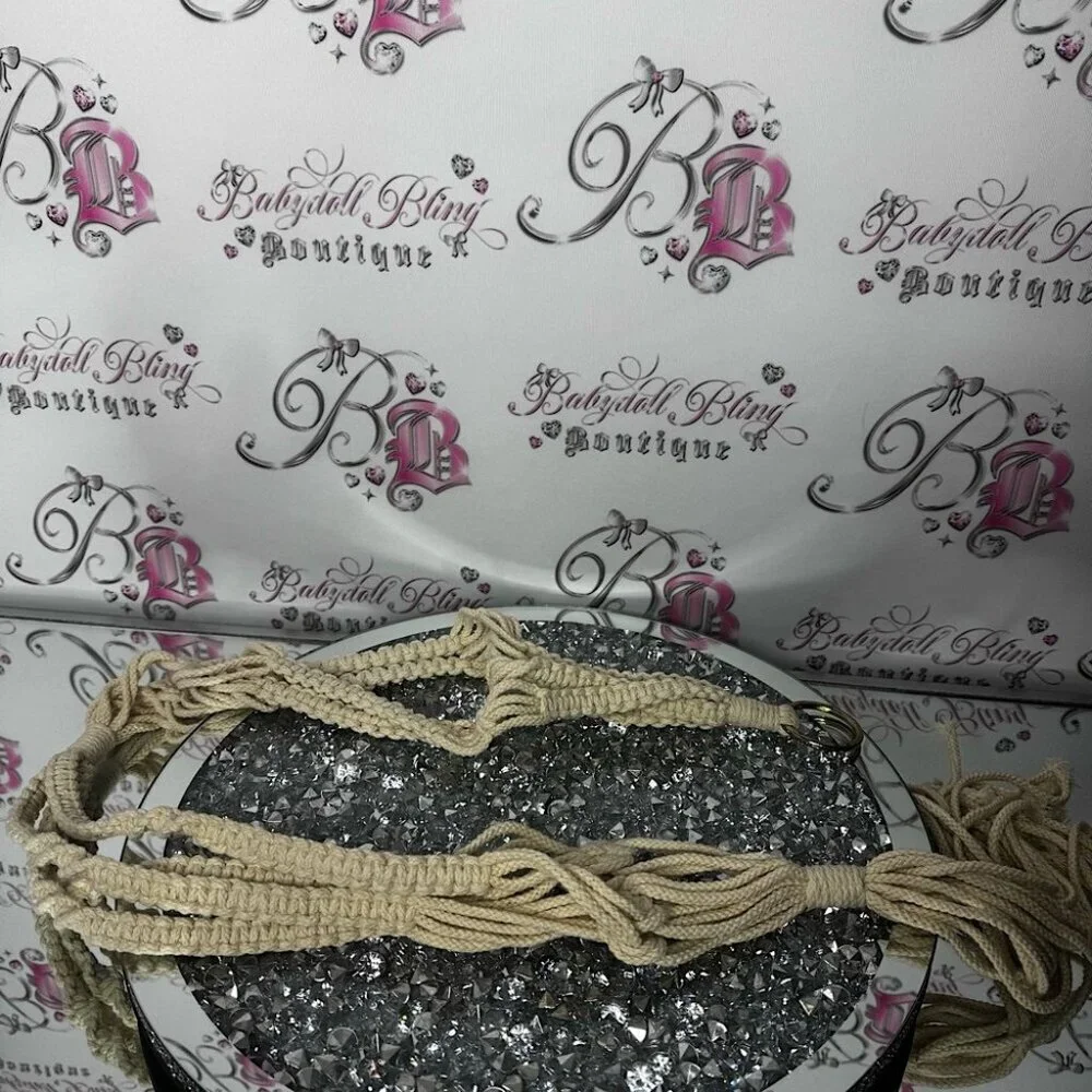 Macramé hanging holder crochet knit decor plants 🌱 metal hook 🪝